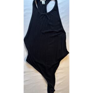 Bozzolo Black One Piece Bodysuit Large Snap Accent Stretch Solid Women